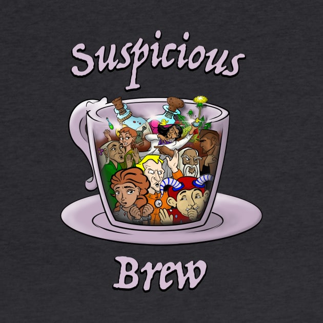 Suspicious Brew Tea Cup Design by HappyRaptorGames